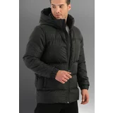 D1fference Men's Black Thick Inner Lined Hooded Waterproof Inflatable Sports Winter Coat.