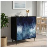 vidaXL Kreveta RAALTE Crni hrast 69 x 33 x 76 cm Konstruirano drvo - Plavi mramorni uzorak Cijene