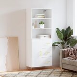 vidaXL Visoka omara bela 69,5x34x180 cm inženirski les Cene