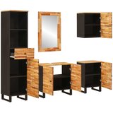  Setovi za kupaonicu s ladicama 5 pcs Prirodna Čvrsto drvo manga | shoptok.hr