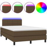 vidaXL Box spring postelja z vzmetnico LED tem. rjava 120x190 cm blago, (21128888) | Shoptok.si