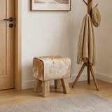  Klupa 40 x 30 x 45 cm Prava koža Smeđa i bijela | shoptok.hr