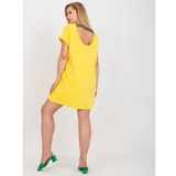 Fashion Hunters Yellow long plus size blouse with a V-neck