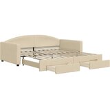  The Living Store Izvlečna dnevna postelja s predali krem 100x200 cm blago - Izvlečna Dnevna Postelja, (21497028) | Shoptok.si