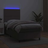  Krevet box spring s madracem LED sivi 90x200 cm od umjetne kože | shoptok.hr