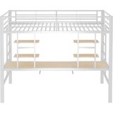 Lumor Postelja z mezzanine 90x200 cm - S pisalno mizo in policami - Kovinski okvir - Bela, (22156255) Cene