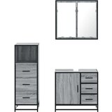 vidaXL 3-dijelni set kupaonskog namještaja siva boja hrasta drveni | shoptok.hr