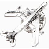 Ombre Metalowa przypinka samolot – srebrna | Shoptok.si