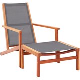 Maison Chic Vrtni Stoli - Stol za vrt z naslonjalom za noge siv evkaliptusov les in tekstil JS790, (21878182) | Shoptok.si
