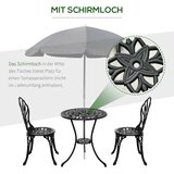  Vodootporni bistro set za 2 osobe: 1 stol + 2 stolice s otvorom za suncobran pogodan za više lokacija aluminij crna | shoptok.hr