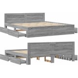  Okvir za krevet s uzglavljem siva boja hrasta 180x200 cm drveni | shoptok.hr