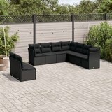  9-dijelni set vrtnih sofa s jastucima crni od poliratana Cijene