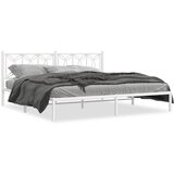  The Living Store Kovinski posteljni okvir z vzglavjem bel 193x203 cm - Posteljni Okvir, (21497412) | Shoptok.si