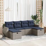 vidaXL 6-dijelni set vrtnih sofa od poliratana s jastucima sivi | shoptok.hr