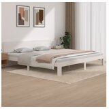 Posteljni okvir bel iz trdne borovine 200x200 cm | Shoptok.si