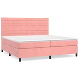  Box spring postelja z vzmetnico roza 200x200 cm žamet | Shoptok.si