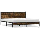 Maison Chic Kovinski Posteljni okvir - Dvoposteljna postelja - Zakonska postelja brez vzmetnice dimljen hrast 180x200cm, (21693412) | Shoptok.si