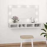 Ormarić s ogledalom i LED svjetlima bijeli 90 x 31,5 x 62 cm Cene