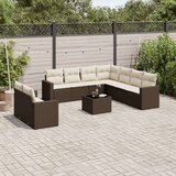 vidaXL 10-dijelni set vrtnih sofa od poliratana s jastucima smeđi | shoptok.hr
