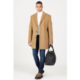 ALTINYILDIZ CLASSICS Men's Camel Standard Fit Normal Cut Mono Collar Woolen Overcoat cene