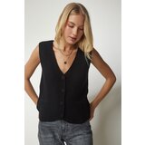 Happiness İstanbul Women's Black Buttoned Knitwear Vest Cene