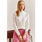 Bianco Lucci Women's Turtleneck Ribbed Knitwear Sweater | Shoptok.si