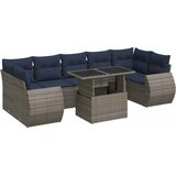 vidaXL Vrtna garnitura - 8-dijelni set vrtnih sofa od poliratana s jastucima sivi bagrem - Siva sa spremištem 1 | shoptok.hr