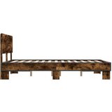 vidaXL Posteljni okvir dimljeni hrast 140x190 cm inž. les in kovina, (21152041) | Shoptok.si