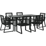  5-dijelni vrtni blagovaonski set od PVC ratana crni Crna Dužina stola 160 cm | shoptok.hr