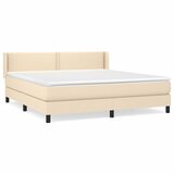 vidaXL Box spring postelja z vzmetnico krem 160x200 cm blago, (20897443) | Shoptok.si