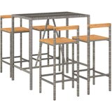  5-dijelni vrtni barski set sivi od poliratana i drva bagrema | shoptok.hr