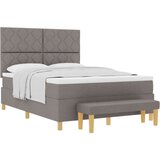 vidaXL Krevet s letvicama s madracem i klupom Taupe 160x200 cm Tkanina | shoptok.hr