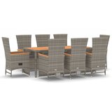  9-dijelni vrtni blagovaonski set sivi od poliratana Siva Dužina stola 190 cm | shoptok.hr