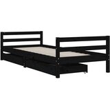  Okvir za dječji krevet s ladicama crni 90 x 200 cm od borovine | Eponuda.com