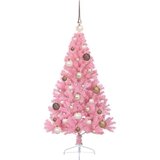 vidaXL Umjetno predsvijetljeno božićno drvce Ružičasta 120 cm PVC | shoptok.hr