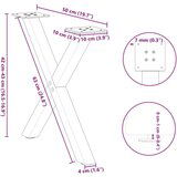  Noge za stolić u obliku slova X 2 kom antracit 50x(42-43) cm | shoptok.hr