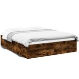vidaXL Posteljni okvir dimljeni hrast 150x200 cm inženirski les | Shoptok.si