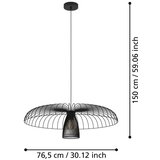 Eglo 390216 - visilica na sajli champerico 1xE27/60W/230V 77 cm crna | Eponuda.com