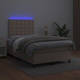 Krevet box spring madrac LED cappuccino 120x200cm umjetna koža | Eponuda.ba