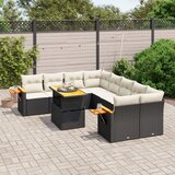 vidaXL 9-dijelni set vrtnih sofa s jastucima crni od poliratana | shoptok.hr