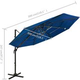  Suncobran s 4 razine i aluminijskom šipkom azurni 3 x 3 m | shoptok.hr