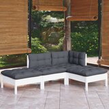 Maison Chic Seti vrtnega pohištva - Vrtna garnitura - Vrtni pohištvo set 4-delna z blazinami trdna borovina, (21817005) | Shoptok.si