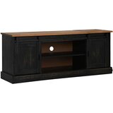 TV omarica - TV stojalo - Televizijska omarica HALDEN 2 drsna vrata črna 150x40x60 cm masivni les, (21699450) | Shoptok.si
