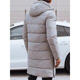 DStreet Men's winter long jacket with hood quilted beige | ePonuda.com