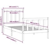  Posteljni okvir črn iz trdnega lesa 100x200 cm, (20685130) | Shoptok.si