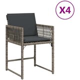 Maison Chic Vrtni stoli - Stol za vrt z blazinami 4 kosi siv poli ratan JS2260, (21876760) Cene