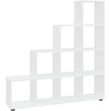 Maison Chic Stopničasta Knjižna omara - Knjižni regal visok sijaj bela 142 cm inžen. les, (21725573) | Shoptok.si