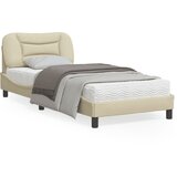 vidaXL Posteljni okvir z vzglavjem krem 90x200 cm blago Cene