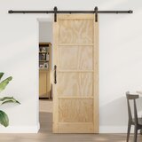 vidaXL Drsna vrata s skupino opreme 78x202 cm iz trdnega borovega lesa | Shoptok.si
