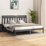 The Living Store Posteljni okvir siv iz trdnega lesa 200x200 cm - Posteljni Okvir, (21530990) | Shoptok.si
